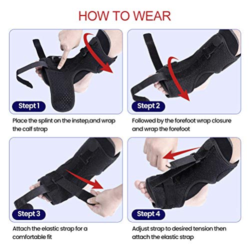 Pywee Férula nocturna para fascitis plantar, soporte de pie ortopédico, ajustable y elástico, para fascitis plantar, dolor de talón o tobillo, tendinitis de Aquiles con bola de masaje, color naranja