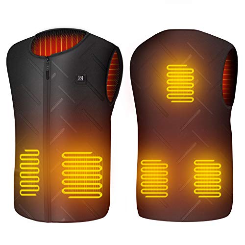 Qdreclod Chaleco Calefactable Chaleco Térmico Electrico para Hombre Mujer con Cable USB Chaleco Eléctrico 5V Chaleco Calefactor con 3 Temperatura Controles para Senderismo Caza Ciclismo Chaquetas (L)