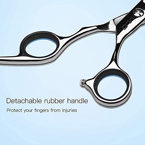 QueenDer Tijeras Peluqueria, Tijeras Entresacar Profesional 6 Pulgadas Tijeras de corte Barbero Adelgazamiento para Peluquero y Sal¨®n de Corte de Cabello para Cortar y Entresacar - Plata