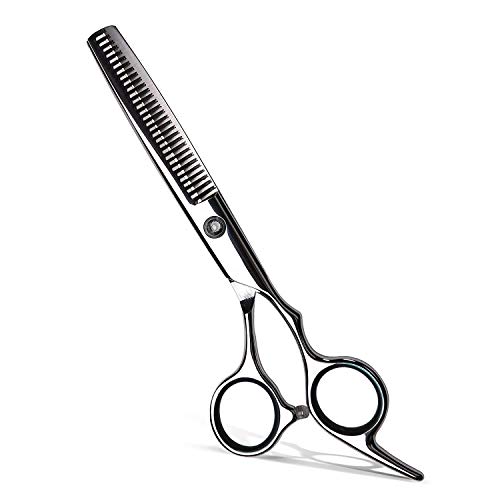 QueenDer Tijeras Peluqueria, Tijeras Entresacar Profesional 6 Pulgadas Tijeras de corte Barbero Adelgazamiento para Peluquero y Sal¨®n de Corte de Cabello para Cortar y Entresacar - Plata