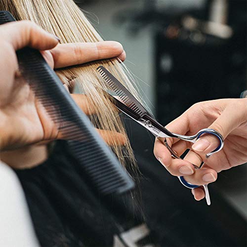 QueenDer Tijeras Peluqueria, Tijeras Entresacar Profesional 6 Pulgadas Tijeras de corte Barbero Adelgazamiento para Peluquero y Sal¨®n de Corte de Cabello para Cortar y Entresacar - Plata