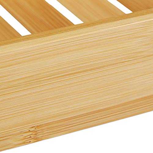 Relaxdays Bandeja Bañera, Tabla Baño, Organizador Rejilla, Soporte Elegante, Bambú, 1 Ud, 4,5 x 68,5 x 14,5 cm, Marrón