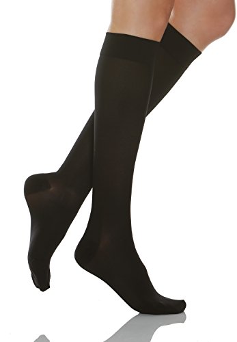 Relaxsan Basic 950 (1 Par - Negro, tg.1) Medias a la rodilla de prevención 280 Den compresión graduada 22-27 mmHg