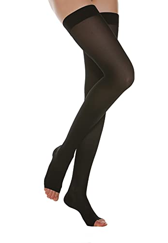 Relaxsan Basic 970A (Negro, tg.4) Medias autoadhesivas punta abierta 280 den compresión 22-27 mmHg