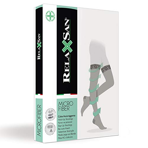 Relaxsan Microfibra 870M (Negro, tg.4) Medias autoadhesivas 140 Den compresión graduada 18-22 mmHg