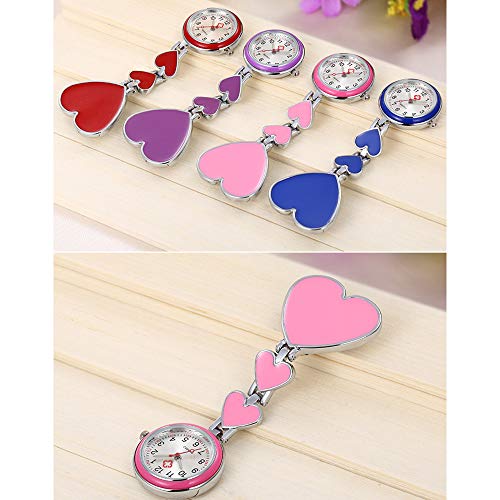 Reloj de Enfermera Personalizado con Forma de corazón, Reloj de Bolsillo con Pinza, Reloj de Bolsillo, Puntero Que Brilla en la Oscuridad para médicos Enfermeras paramédicos