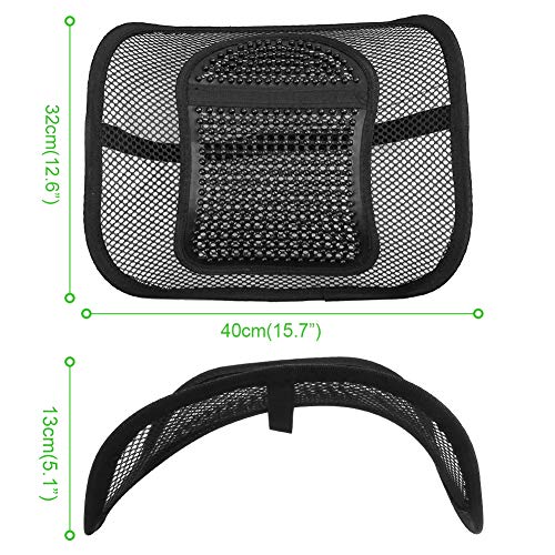 RenFox Cojín Lumbar de Malla Cojín de Soporte Lumbar Respaldo Lumbar Ergonomico Almohada de Lumbar para Silla Oficina Coche Corrije la Postura Alivia el Dolor Lumbar (Negro, 2 Piezas)