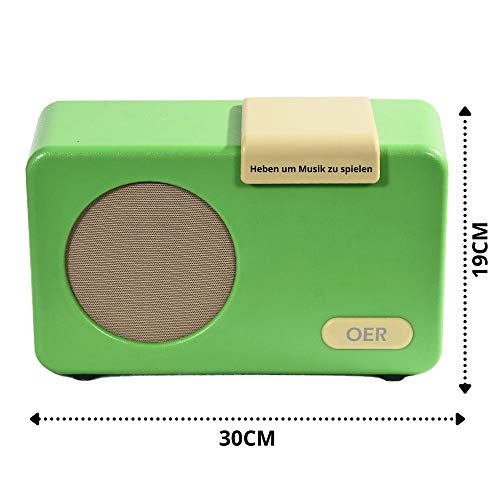 Reproductor de música (verde) con la música de una radio retro, especialmente diseñado para personas con demencia, muy fácil de usar para personas mayores, escuchar música de forma independiente.