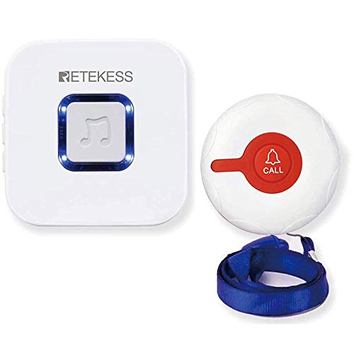 Retekess TH102 Sistema Inalámbrico de Llamada de Emergencia Timbre Inalámbrico Botón de Llamada y Receptor de Timbre Regalo para Niños Ancianos Mujeres Embarazadas Hospital Familiar Hogar de Ancianos