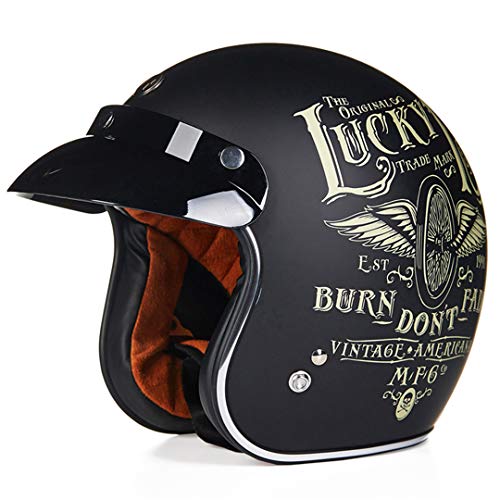 Retro Lucky Scooter Vintage Open Face Cascos Halley Half Moto Victory XXL