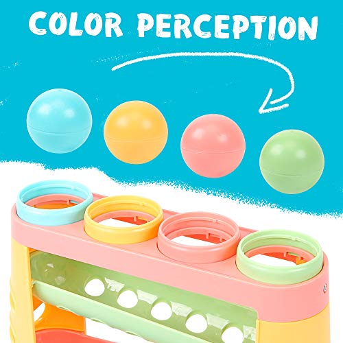 Richgv Juguete de Martillo Juguete Percusión para Bebés Juego de Pelota Percusión Interactivo Juguete para Infantes Desarrollo Temprano con Pista y 4 Bolas Colores Regalo para Niños