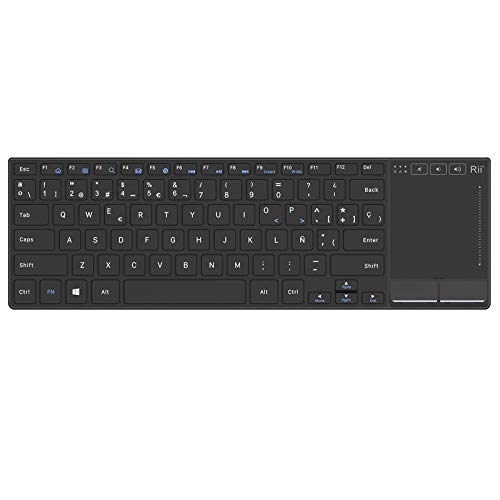 Rii K22 Teclado miniSlim Multimedia. Función inalámbrica 2.4GHz, Cubierta Ultra-Resistente de aleación de Aluminio y batería de Ion-Litio para PC, portátil, Raspberry Pi2/Pi3, Smart TV, Android Box.