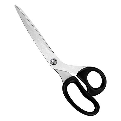 roadwi Tijeras profesionales para tela con mango de goma negro, 25,5 cm de largo, de acero inoxidable, para manualidades, ropa, costura, corte a medida