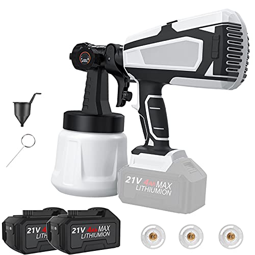 Rociador de Pintura inalámbrico(4.0Ah batería - 21V),Pistola rociadora de Pintura inalámbrica | 600ml/min boquillas80DIN-s,Pistola rociadora de Pintura eléctrica para Cerca,Silla,automóvil,Bicicleta