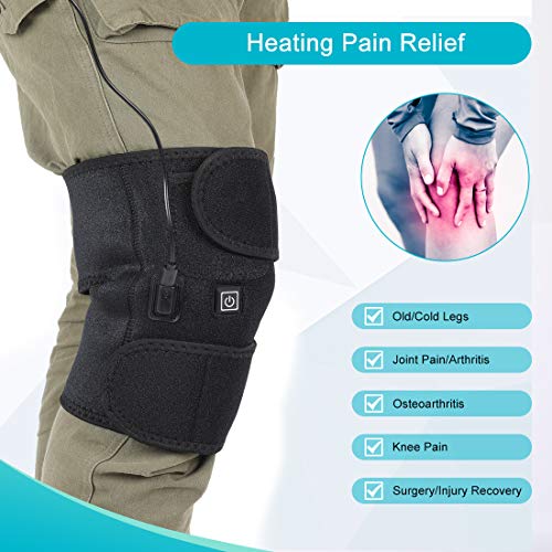 Rodillera Calentada Transpirable y Antideslizante para Hombre y Mujer, Eléctrico Calor Rodilla Protección y Masaje Vibratorio Prevención y Recuperación de Lesiones Deportivas (Batteries Not Included)