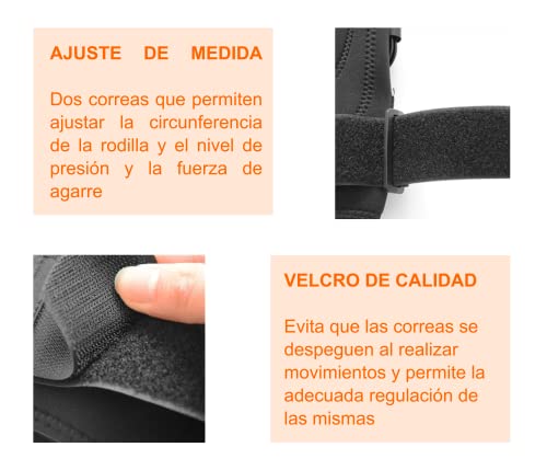 Rodillera deportiva ajustable para rótula y menisco, ajustable protectora, hombre y mujer, barras metálicas, antideslizante