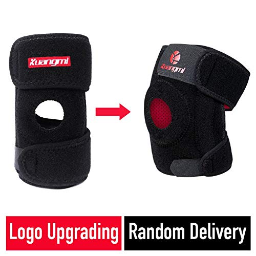 Rodillera Kuangmi para niño, soporte de rótula, abierta y ajustable; color negro (1 pieza)