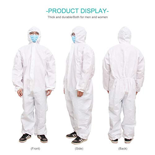 Ropa de Protección para Uso Médico Overoles de Cuerpo Entero Traje de Protección Desechable con Capucha Manga Larga Puños Elásticos Cierre de Cremallera para La Industria Del Laboratorio Hospitalario