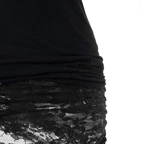 Ropa gótica para mujer, parte superior sexy, hombros descubiertos, falda, estampado de espaguetis, camiseta de manga corta, Negro , M