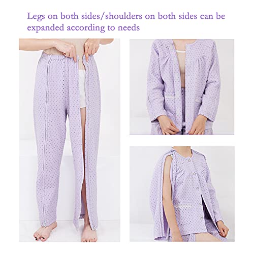 RUBAPOSM Ropa para El Cuidado del Paciente para Mujeres Mayores,Ropa FáCil de Quitar para Pacientes QuirúRgicos/Fracturas/Pacientes Encamados,One Set (Zip),XXL