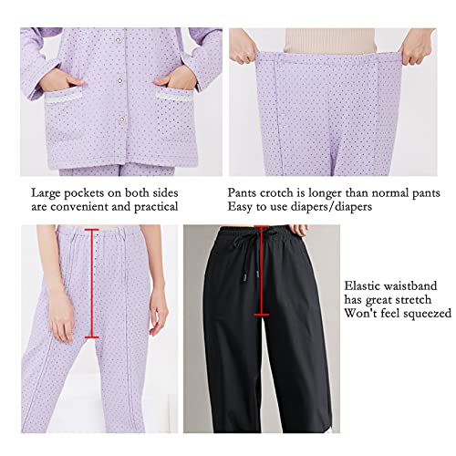 RUBAPOSM Ropa para El Cuidado del Paciente para Mujeres Mayores,Ropa FáCil de Quitar para Pacientes QuirúRgicos/Fracturas/Pacientes Encamados,One Set (Zip),XXL