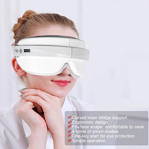 Ruiqas Masajeador de Ojos Eléctrico Inteligente Máquina de Masaje de Ojos con Terapia de Vibración de Compresas Calientes (Gris)