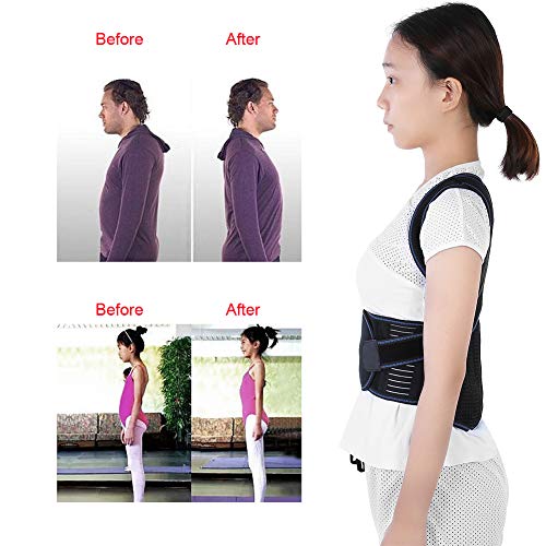 Ruiqas - Protector de hombro para adultos, niños, espalda, corrector postura, cifosis lumbal, cinturón de apoyo XXL Negro M