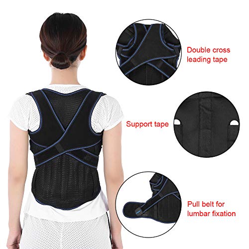 Ruiqas - Protector de hombro para adultos, niños, espalda, corrector postura, cifosis lumbal, cinturón de apoyo XXL Negro M