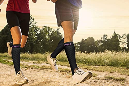Rwest X Medias de Compresion Mujer y Hombre, Calcetines de compresión para Running ,Ciclismo, Deporte, Trotar, Correr, Volar, Viajar, Aumentar la circulación sanguínea, 1 Pare