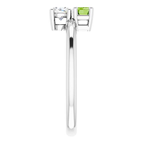 Ryan Jonathan Fine Jewelry Sterling Silver Peridot and Sapphire Two-Stone Ring, Size 14