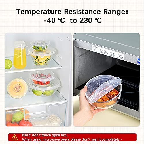 RYHX 12 PCS Tapas EláSticas De Silicona, Tapas de Silicona Reutilizables Bpa Free Tapas Silicona Ajustables Cocina Cuadradas y Redondas para Cuencos, Tazas, Vasos, Latas, Tazas