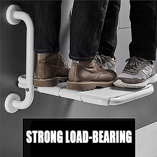 RYUNQ Asiento de Ducha Plegable para baño, Silla de Ducha con apoyabrazos Montado en la Pared, Asiento de Pared de Ducha para Ancianos, Minusválido, Mujer Embarazada, Carga Máxima 150 KG, Blanco