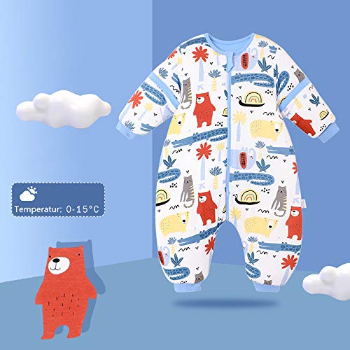 Saco de Dormir para bebé con piernas, para Invierno, Manga Larga, con pies y Zapatos de bebé, 3,5 TOG, tamaño 110 cm - 120 cm, Color Rojo