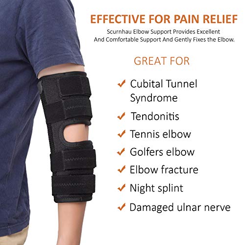 Scurnhau Codera Ajustable， Codera de Epicondilitis, Soporte de Codo para Tendinitis el Síndrome del Túnel Cubital, Lesiones, Fracturas de Codo y Alivio del Dolor de Artritis (S/M)