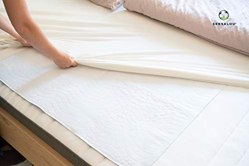 Sensalou Funda de Colchón - Sábanas Impermeables y Lavable - Cuna Transpirable, Protector de Cama con Lana Absorbente - Capa Base Impermeable para Incontinencia - 50x70 cm (1)