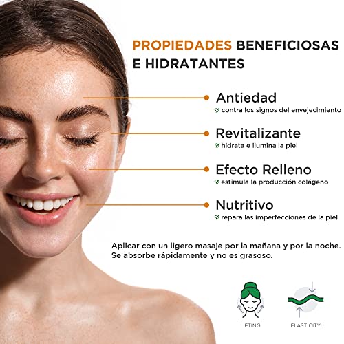 Sérum Vitamina C Facial 60 ml con Ácido Hialurónico Puro Aceite de Semillas de Cáñamo Antiedad Antiarrugas y Antimanchas para Cara y Contorno de Ojos Ideal para Jade Roller o Dermaroller