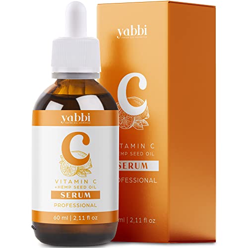 Sérum Vitamina C Facial 60 ml con Ácido Hialurónico Puro Aceite de Semillas de Cáñamo Antiedad Antiarrugas y Antimanchas para Cara y Contorno de Ojos Ideal para Jade Roller o Dermaroller
