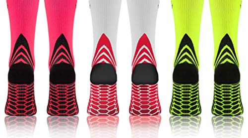 Sesto Senso Calcetines de Compresión Deporte Colores Altos Hombre Mujer 1 y 3 Pares 39-42 3 Pack Blanco Amarillo Yellow Rosa