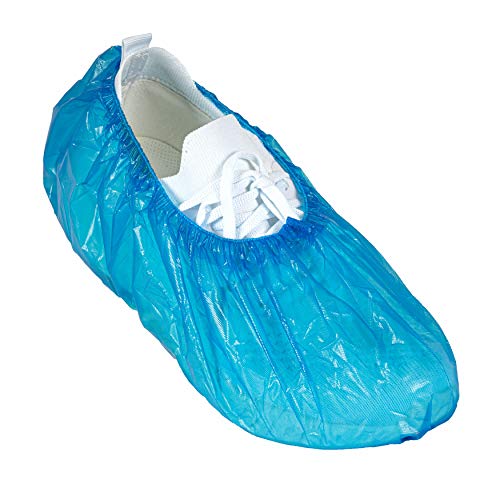 SF - Cubrezapatos desechables de PE 100 unidades, impermeables, material CPE, color azul
