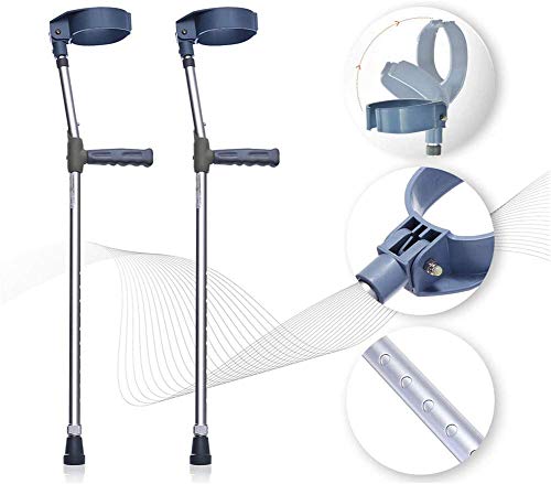 SGSG Muletas de antebrazo, par de Fibra de Carbono, muletas de Viaje Plegables anatómicas de Agarre Suave, aleación de Aluminio Ligera, Altura Ajustable, Ayuda Ligera para Caminar para