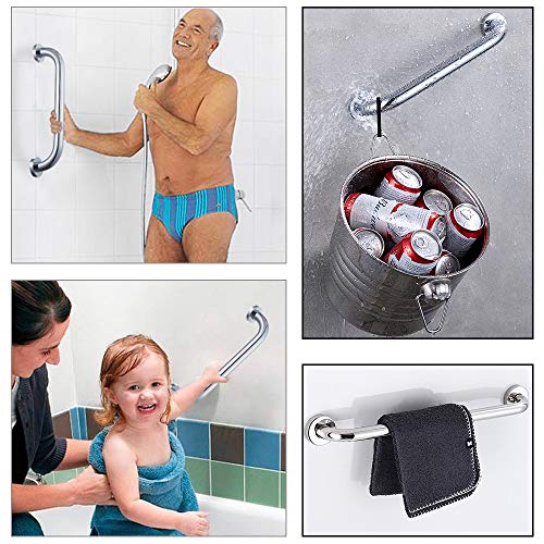 Shackcom 2 Piezas 40cm Asa de Seguridad para Baño Asidero Acero Inoxidable Manija de Ducha Barra de Agarre Apoyo Soporte Apoyabrazos del Cuarto para Niño Discapacitado Anciano