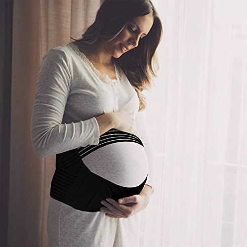 shangji CinturóN Apoyo para el Embarazo Abdomen Volver CinturóN Maternidad EláStico Suave Transpirable para Envolver la Cintura Alivie el Dolor Cadera Pelvis (Black,L)