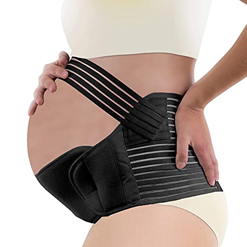 shangji CinturóN Apoyo para el Embarazo Abdomen Volver CinturóN Maternidad EláStico Suave Transpirable para Envolver la Cintura Alivie el Dolor Cadera Pelvis (Black,L)