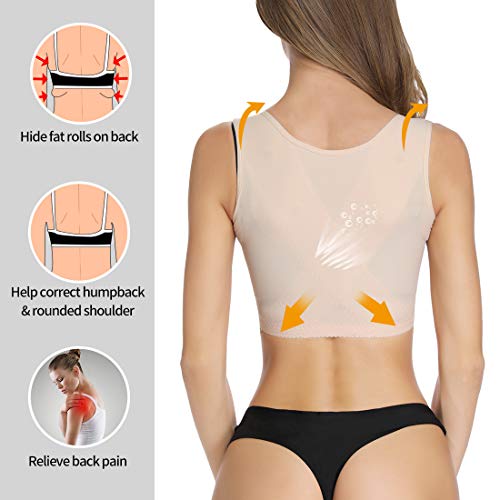 SHAPERIN - Sujetador push-up para mujer, corrector de postura, parte superior de apoyo para la espalda, chaleco moldeador debajo de la ropa - Beige - 36/38 ES