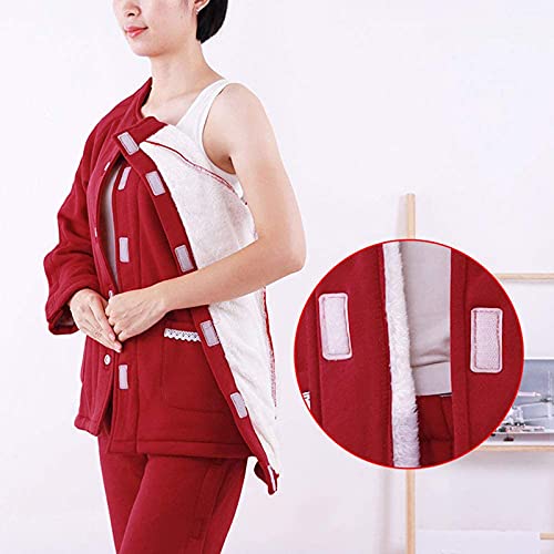 SHENXIAOMING Ropa para El Cuidado del Paciente Pantalones Fáciles De Usar, Adecuado para Personas con Discapacidad/Ancianos/Cirugía/Fractura/Encamados, Pijamas De Parálisis De Ancianos,Rojo,M