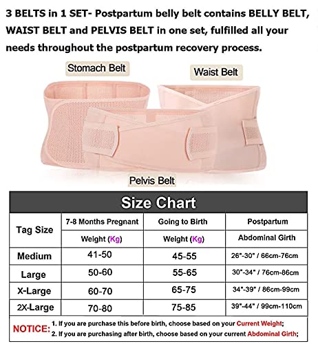 SHYL~JIER Postparto vientre Wrap 3 en 1 Post Parto Apoyo Recuperación – Cinturón de vientre, cintura/pelvis para mujer, moldeador de cuerpo de barriga bandido cintura Faja (XL, Nude)