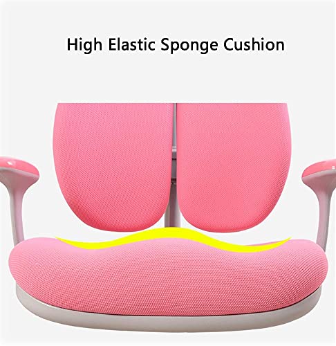 Silla de escritorio para estudio en casa para niños, control de altura, asiento ajustable para estudio de estudiantes, asiento de oficina con ruedas giratorias y reposabrazos extraíbles, azul (rosa)