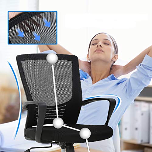 Silla de Oficina Giratoria Escritorio con Soporte Lumbar Sillon Ruedas Despacho