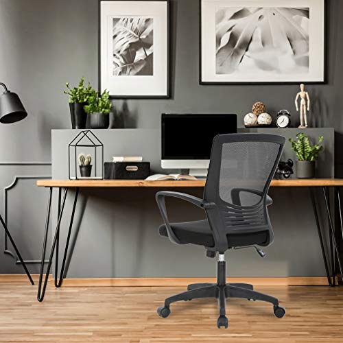 Silla de Oficina Giratoria Escritorio con Soporte Lumbar Sillon Ruedas Despacho