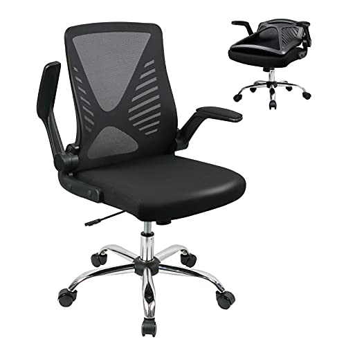 Silla de Oficina,Silla de Escritorio Ergonómica con Respaldo Plegable Silla Giratoria con Reposabrazos Plegables,Silla de Trabajo de Malla, Carga máxima de 150 kg/ 330LB